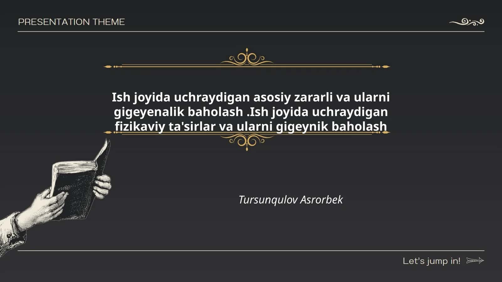 Ish joyida uchraydigan asosiy zararli va ularni gigeyenalik baholash.Ish joyida uchraydigan fizikaviy ta'sirlar va ularni gigeynik baholash