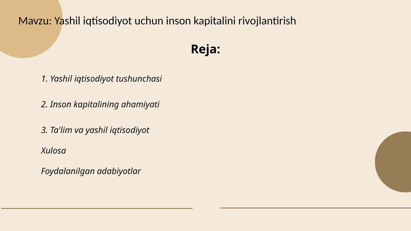 Yashil iqtisodiyot uchun inson kapitalini rivojlantirish