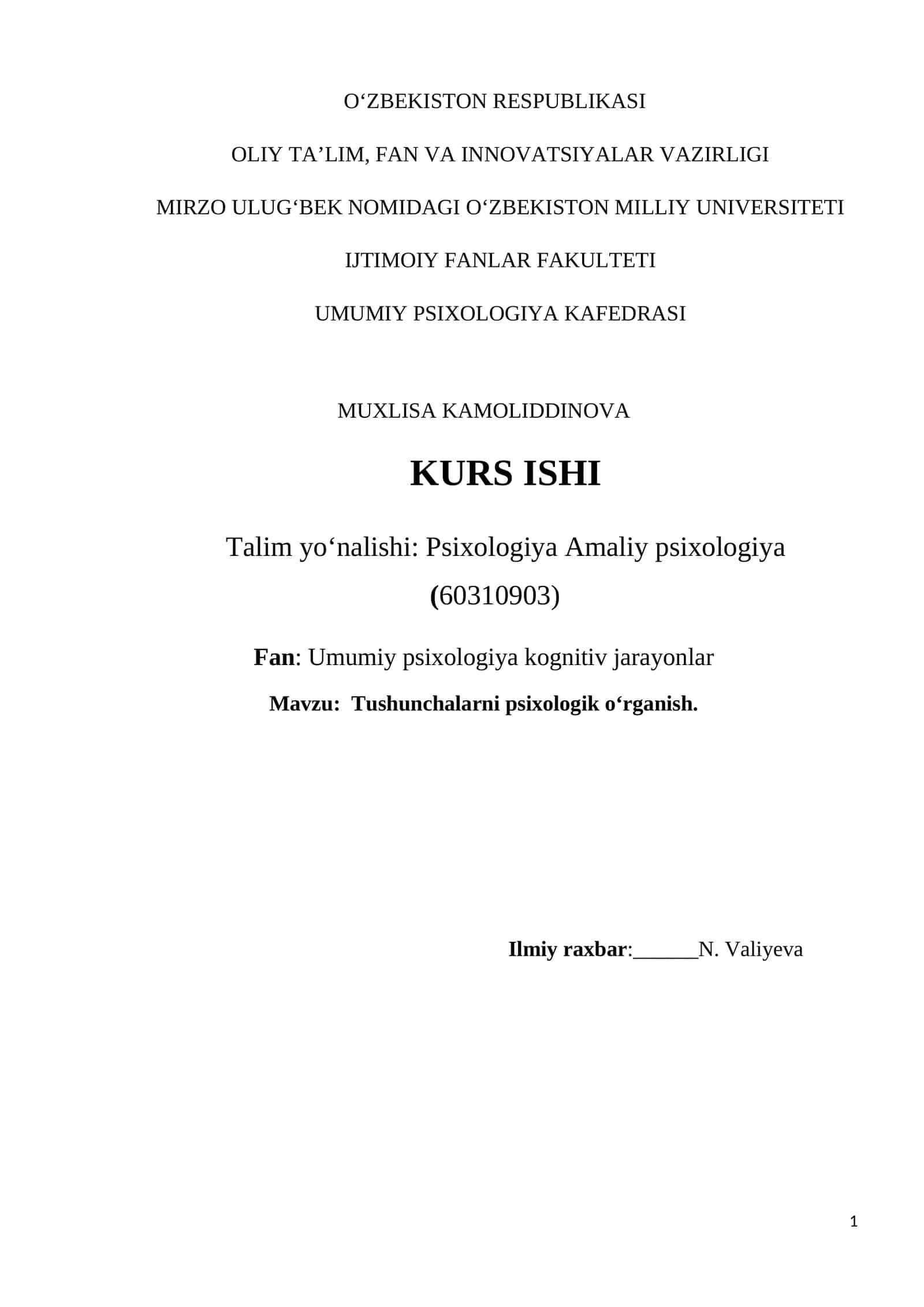 Tushunchalarni psixologik o‘rganish