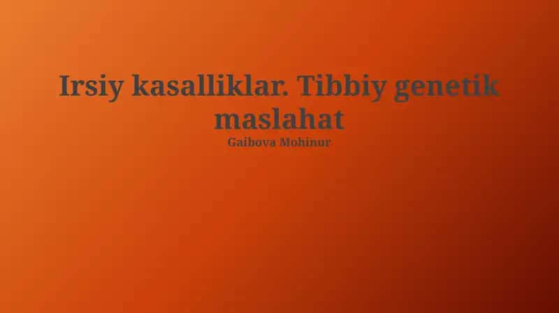 Tibbiy Genetik Maslahat