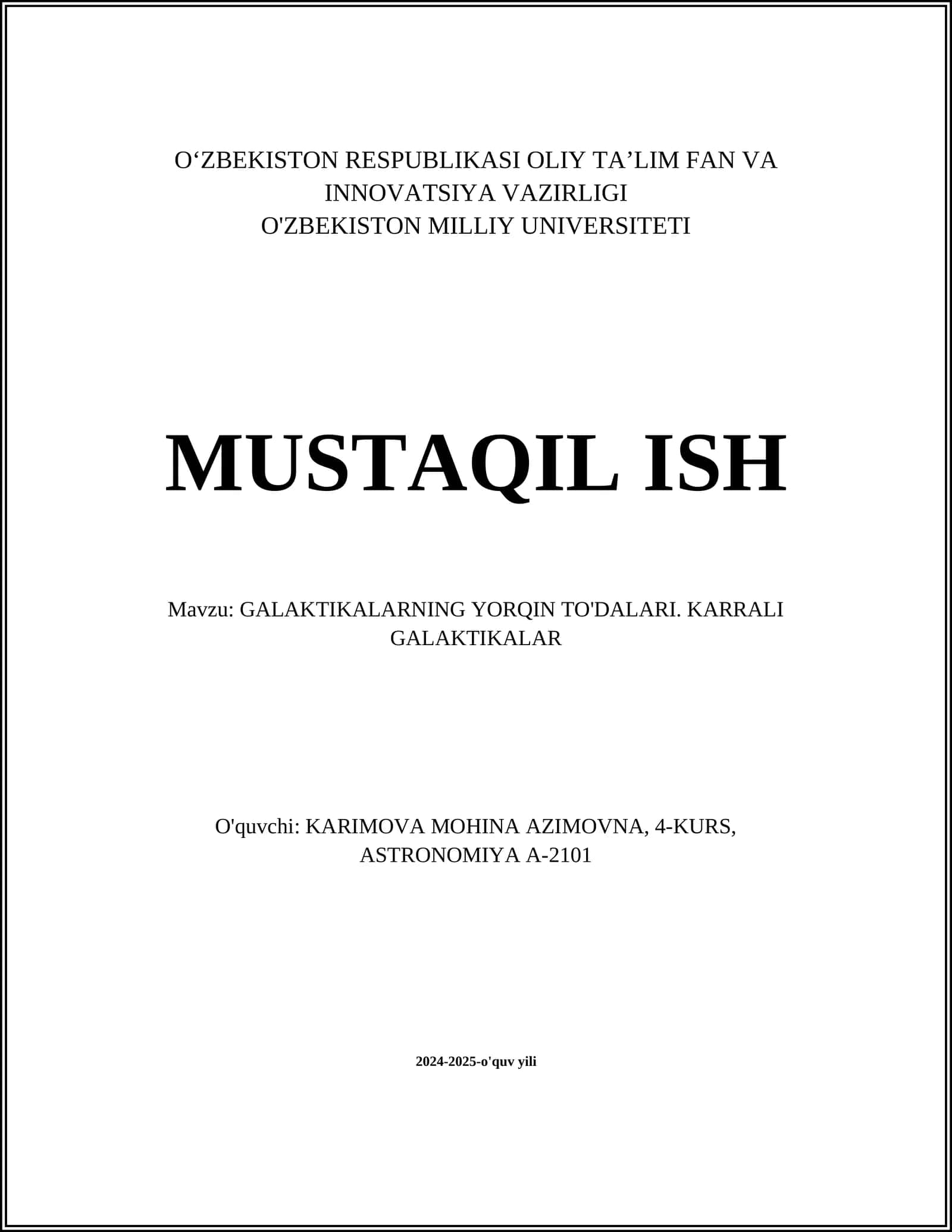GALAKTIKALARNING YORQIN TO'DALARI. KARRALI GALAKTIKALAR