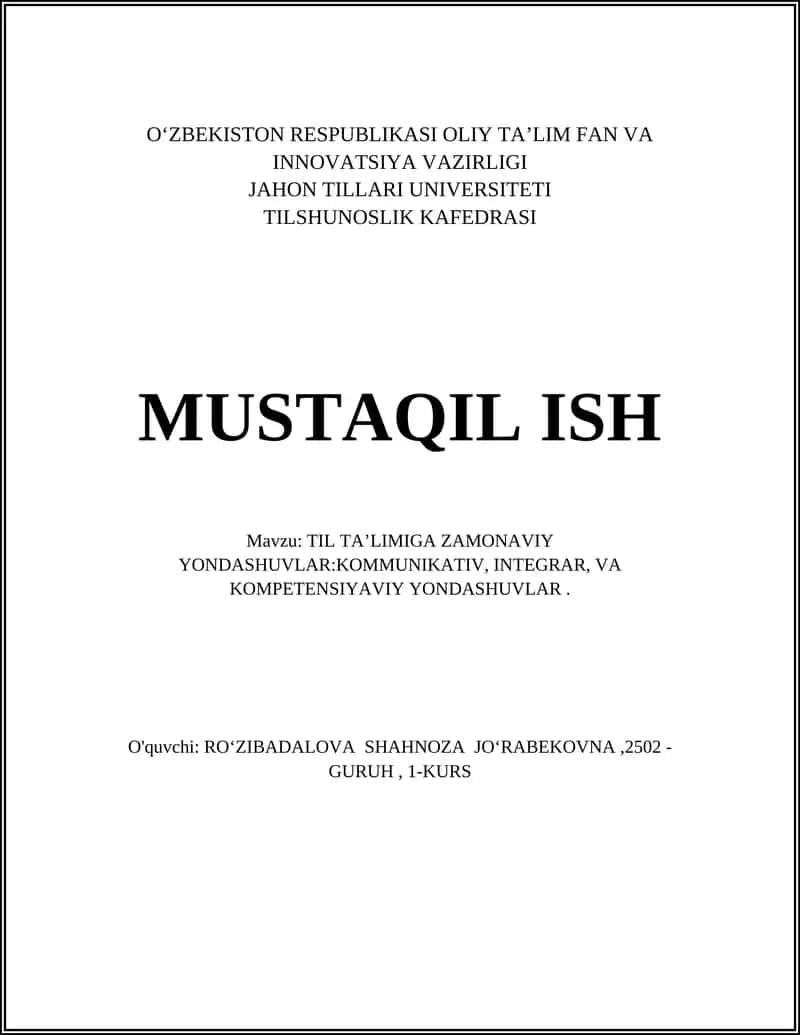 Kommunikativ yondashuv asoslari va til taʼlimida qoʻllanilishi