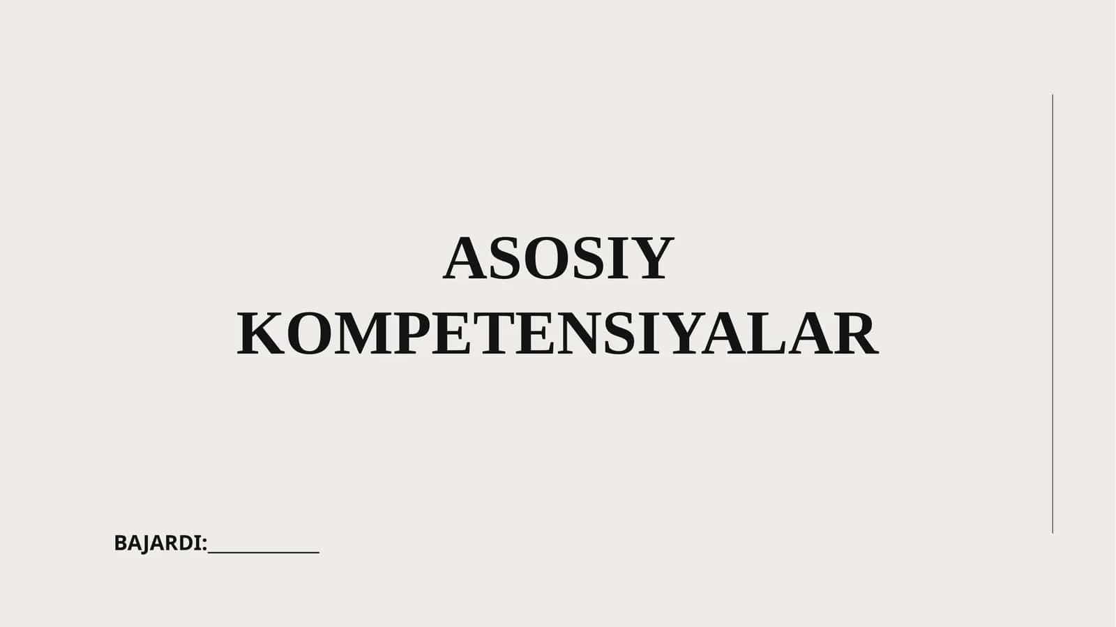 ASOSIY KOMPETENSIYALAR