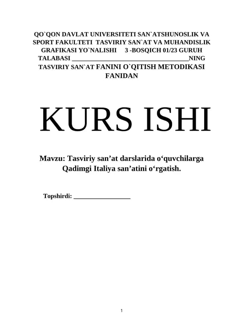 Qadimgi Italiya san’atini o‘rgatish