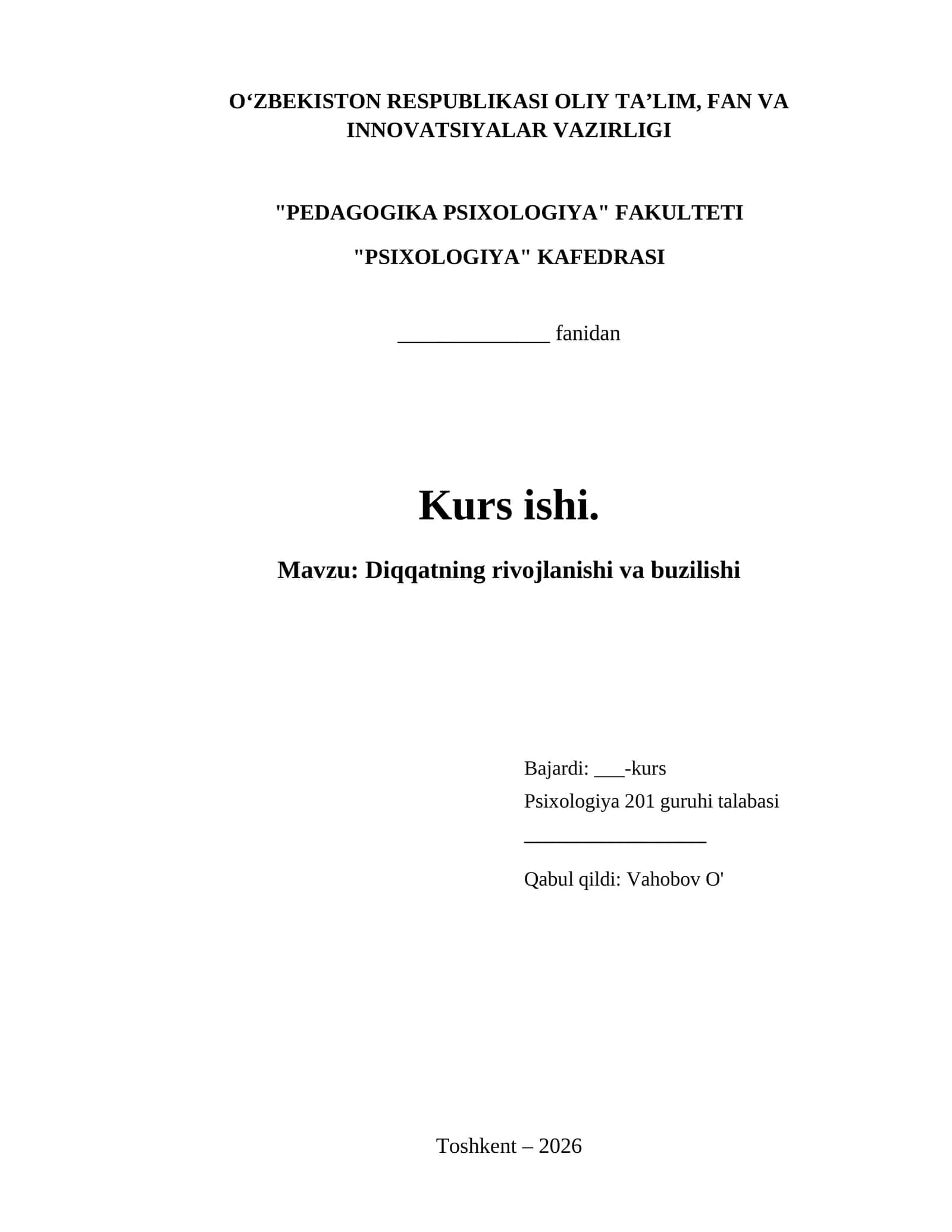 Diqqatning rivojlanishi va buzilishi