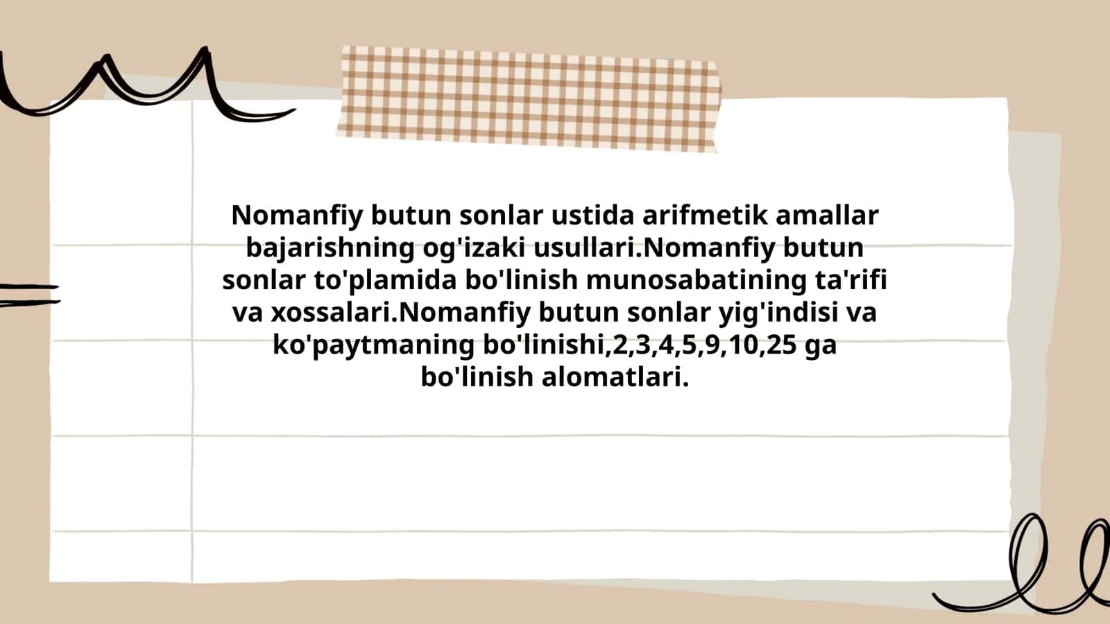 Nomanfiy butun sonlar ustida arifmetik amallar