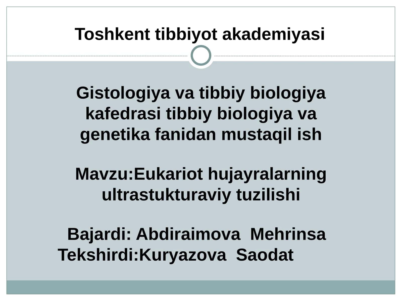 Eukariot hujayralarning ultrastukturaviy tuzilishi