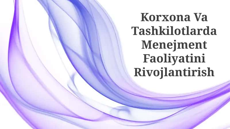 Korxona Va Tashkilotlarda Menejment Faoliyatini Rivojlantirish