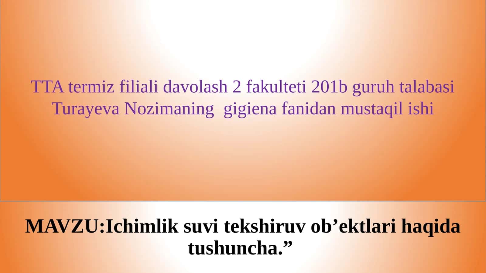 Ovqatlanish gigienasi fani haqida tushuncha