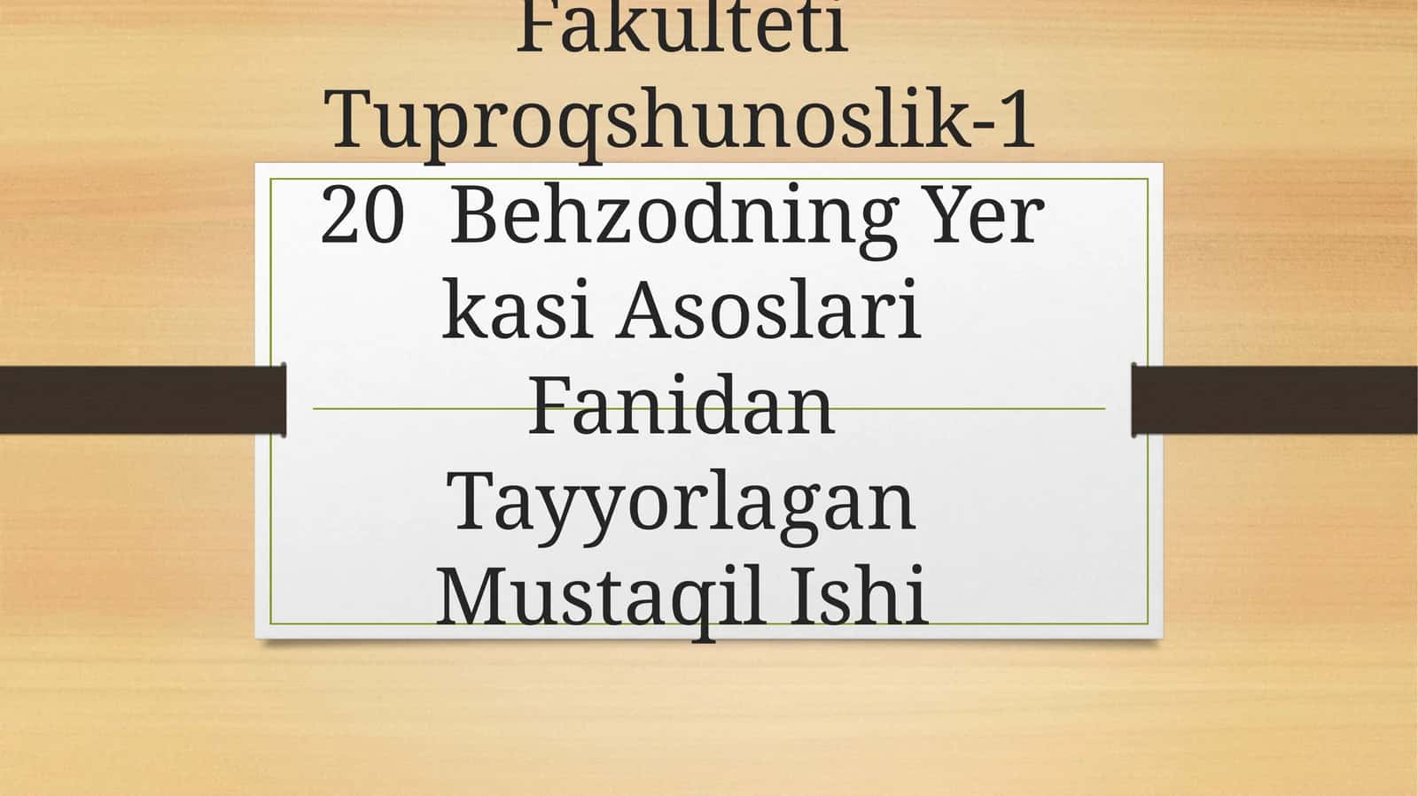 Behzodning Yer kasi Asoslari Fanidan Tayyorlagan Mustaqil Ishi