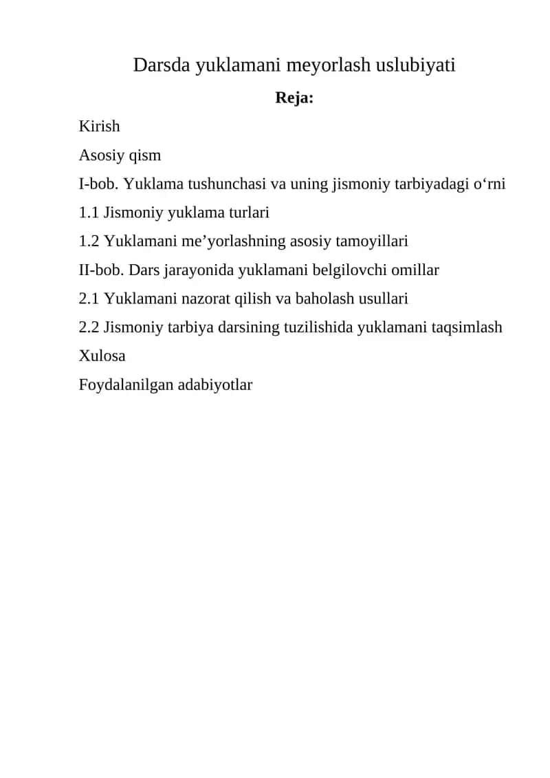 Yuklama meyorlash uslubiyati