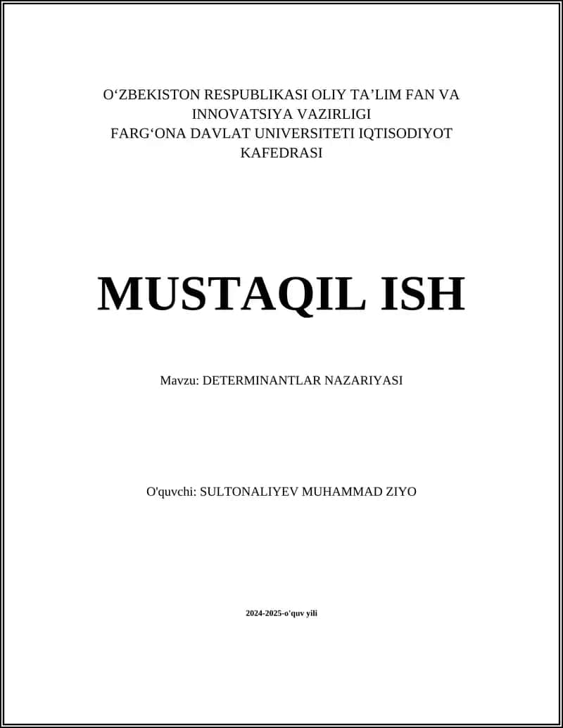 DETERMINANTLAR NAZARIYASI