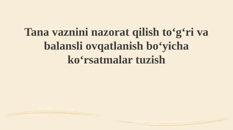 Sog'lom vazn uchun to'g'ri ovqatlanish asoslari