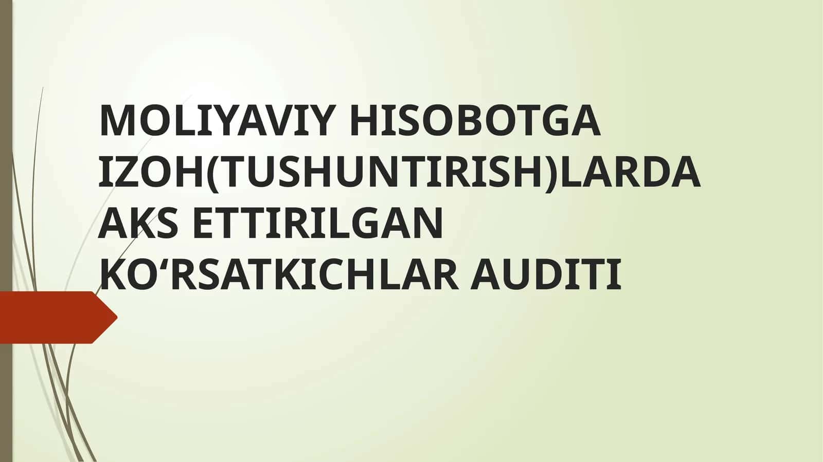 MOLIYAVIY HISOBOTGA IZOH(TUSHUNTIRISH)LARDA AKS ETTIRILGAN KO‘RSATKICHLAR AUDITI