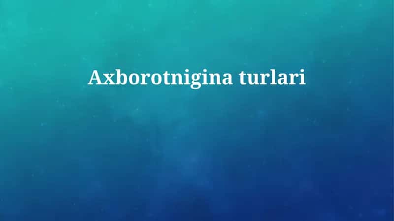 Ma'lumot turlari: Kirish