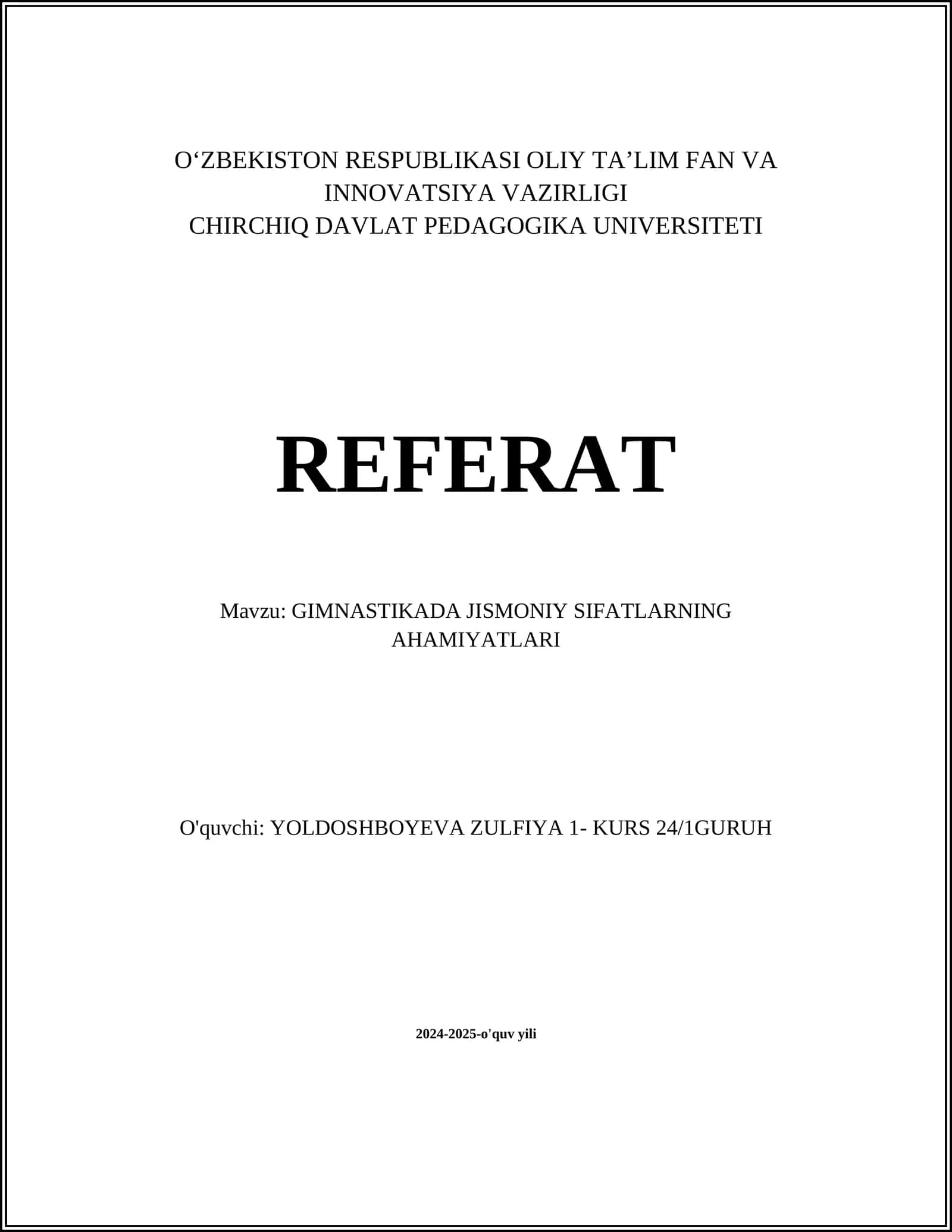 GIMNASTIKADA JISMONIY SIFATLARNING AHAMIYATLARI
