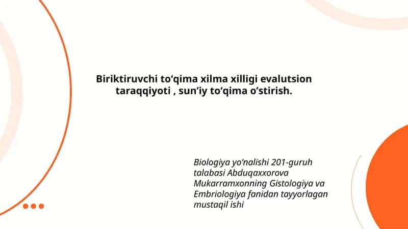 Gistologiya va Embriologiya mustaqil ishi