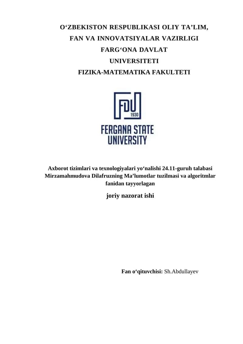 Algoritm hususiyatlari