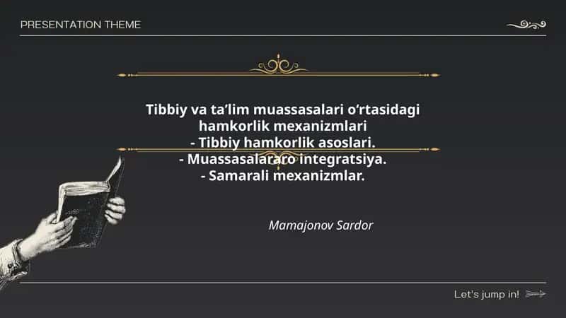 Tibbiy va ta’lim muassasalari o‘rtasidagi hamkorlik mexanizmlari