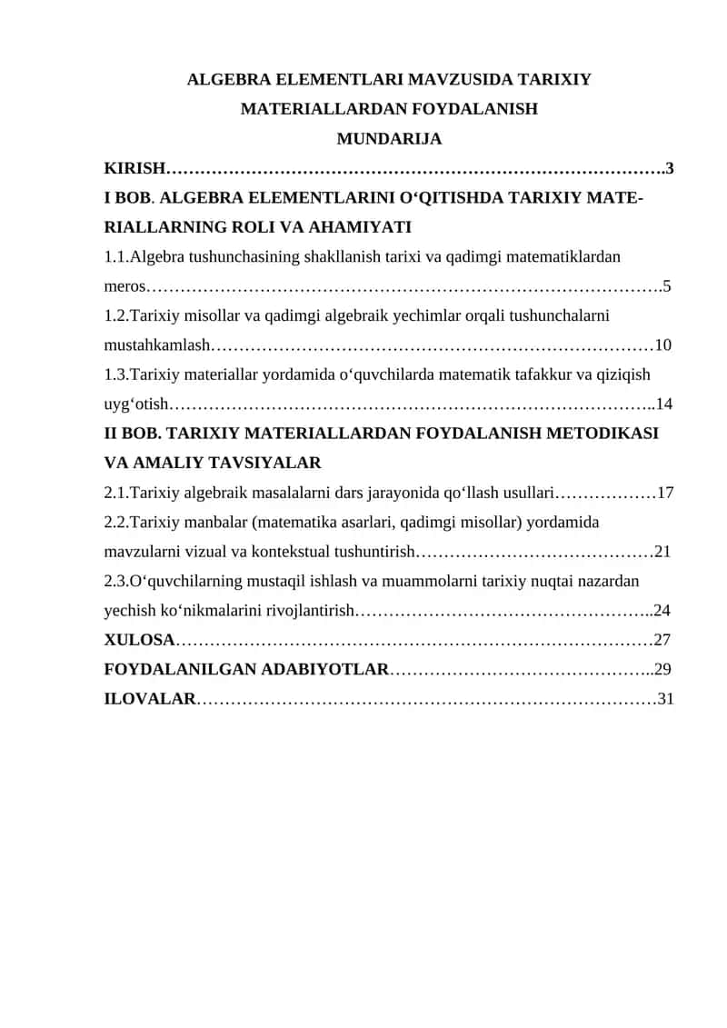 Algebra Elementlari