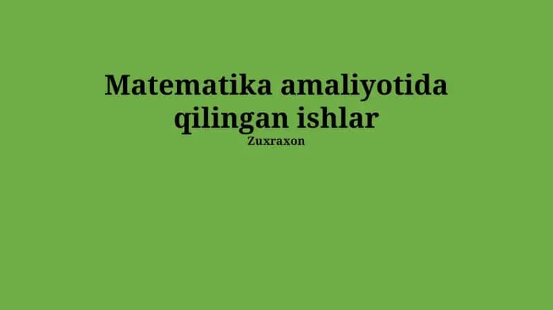 Amaliy Matematika Ishining Ahamiyati