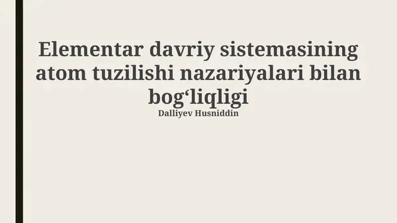 Davriy sistemalarining atom tuzilishi nazariyasi