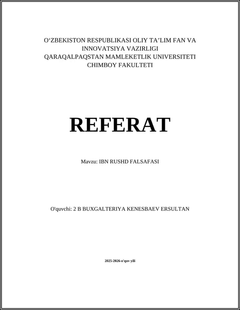 IBN RUSHD FALSAFASI