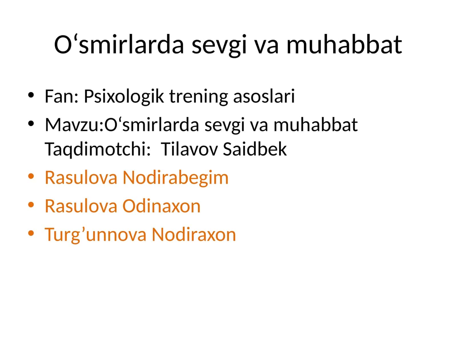 O‘smirlarda sevgi va muhabbat