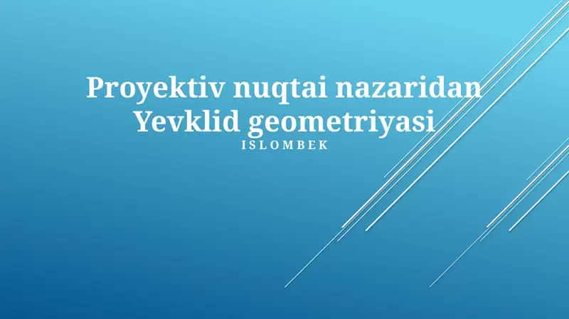 Proyektiv nuqtai nazaridan Yevklid geometriyasi