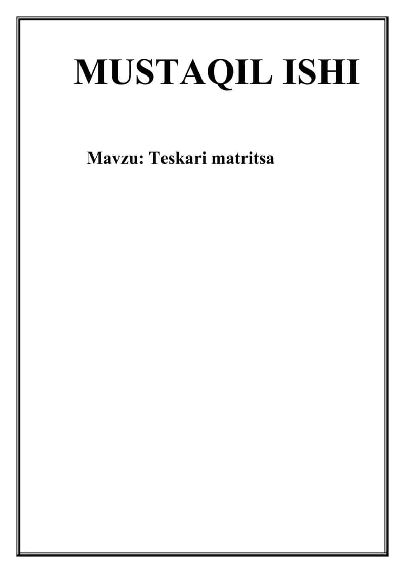 Teskari matritsa