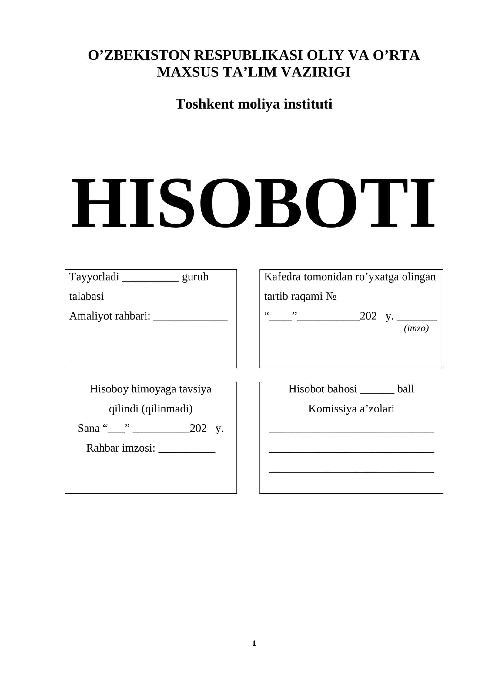 Hamkorbank malakaviy amaliyot hisoboti