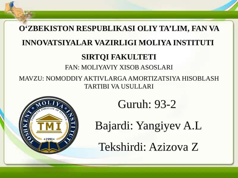 Asosiy vositalarning amortizatsiyasi (eskirishi)