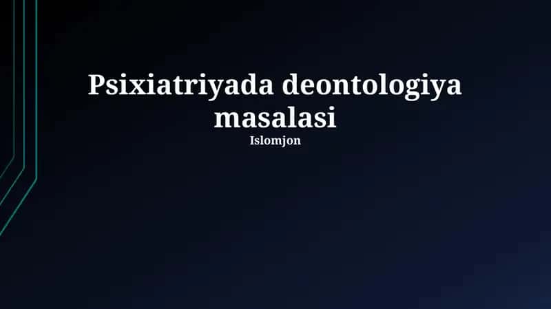 Psixiatriyada deontologiya masalasi