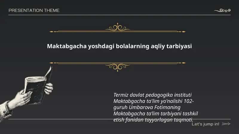 Maktabgacha yoshdagi bolalarning aqliy tarbiyasi