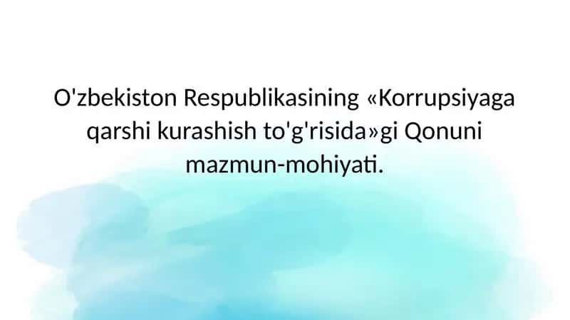 O'zbekiston Respublikasining «Korrupsiyaga qarshi kurash ishtiyoqi»