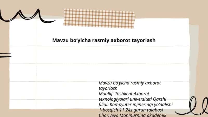 Mavzu boʻyicha rasmiy axborot tayorlash