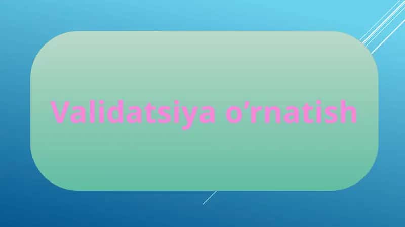 Validatsiya o’rnatish
