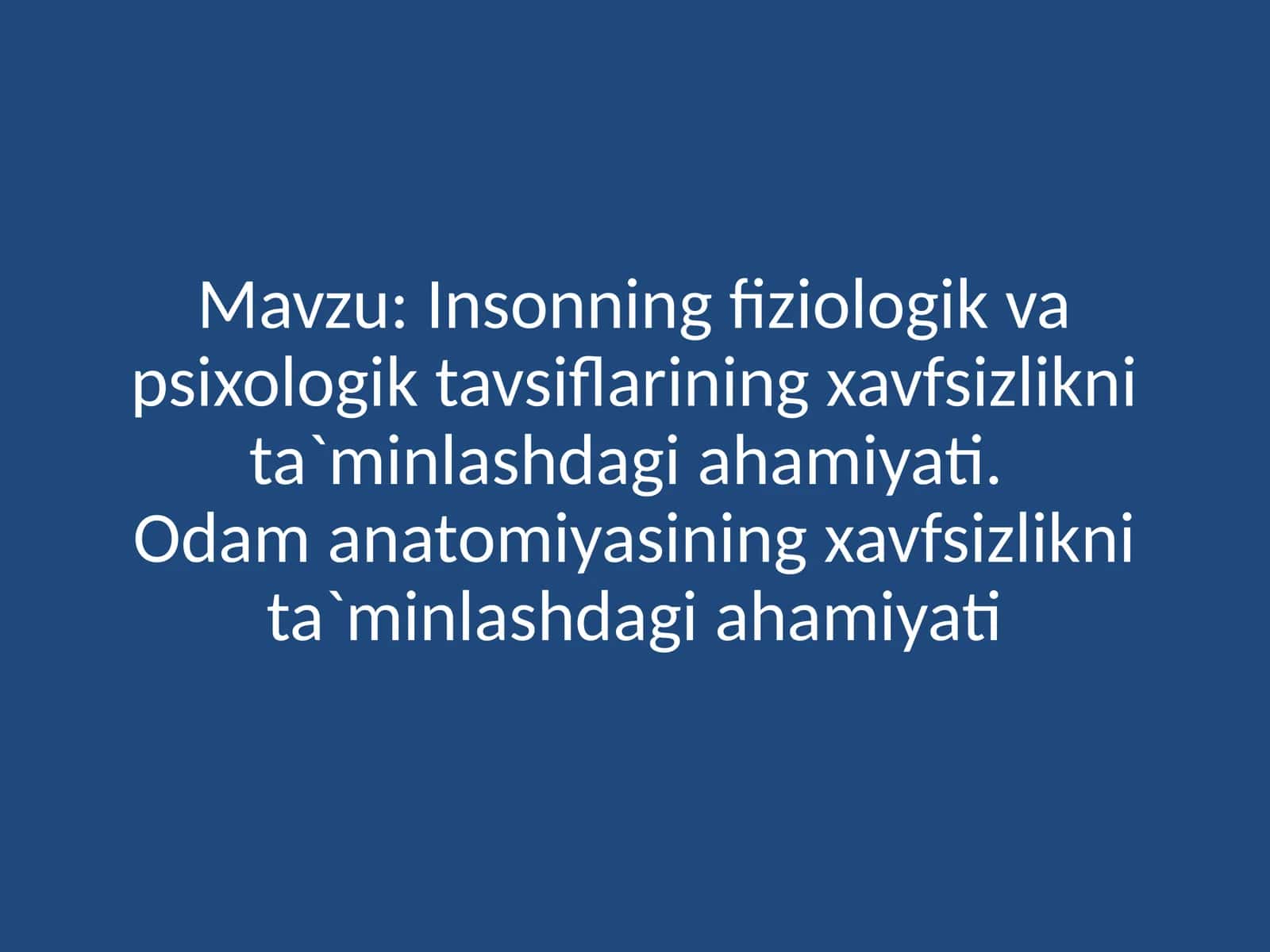 Insonning Fiziologik Tavsiflari va Xavfsizlik