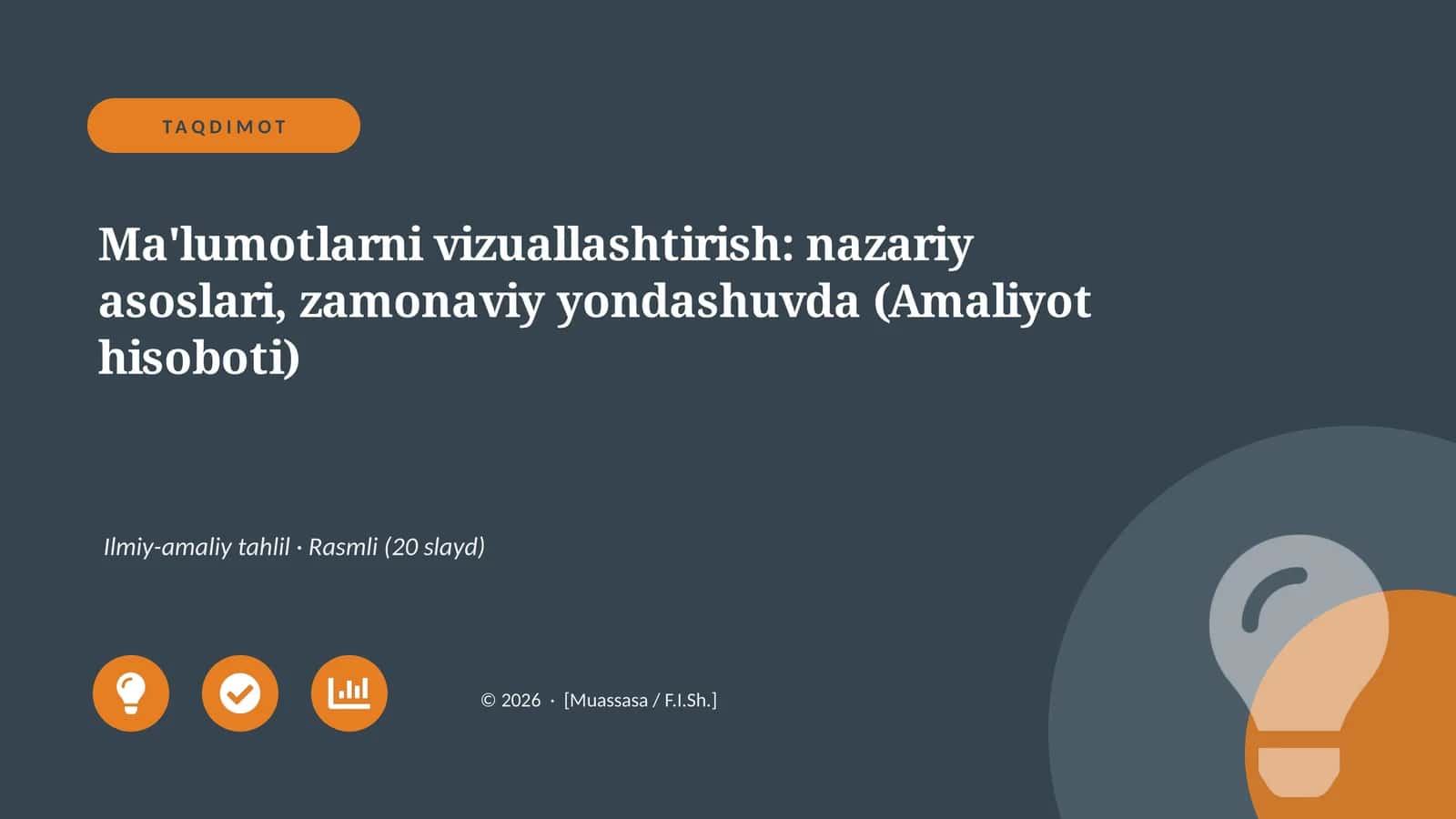 Ma'lumotlarni vizuallashtirish: nazariy asoslari, zamonaviy yondashuvda (Amaliyot hisoboti)