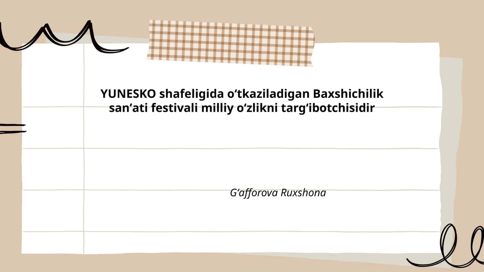 Baxshichilik San'ati va Milliy O'zlik