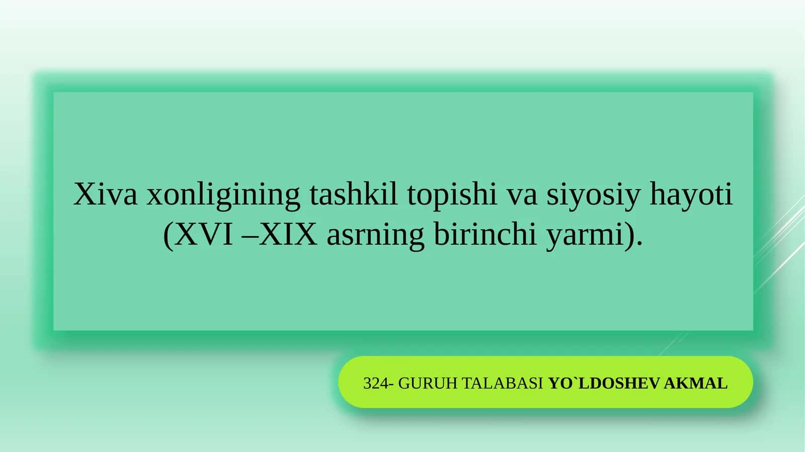 Xorazm (Xiva) xonligining siyosiy hayoti