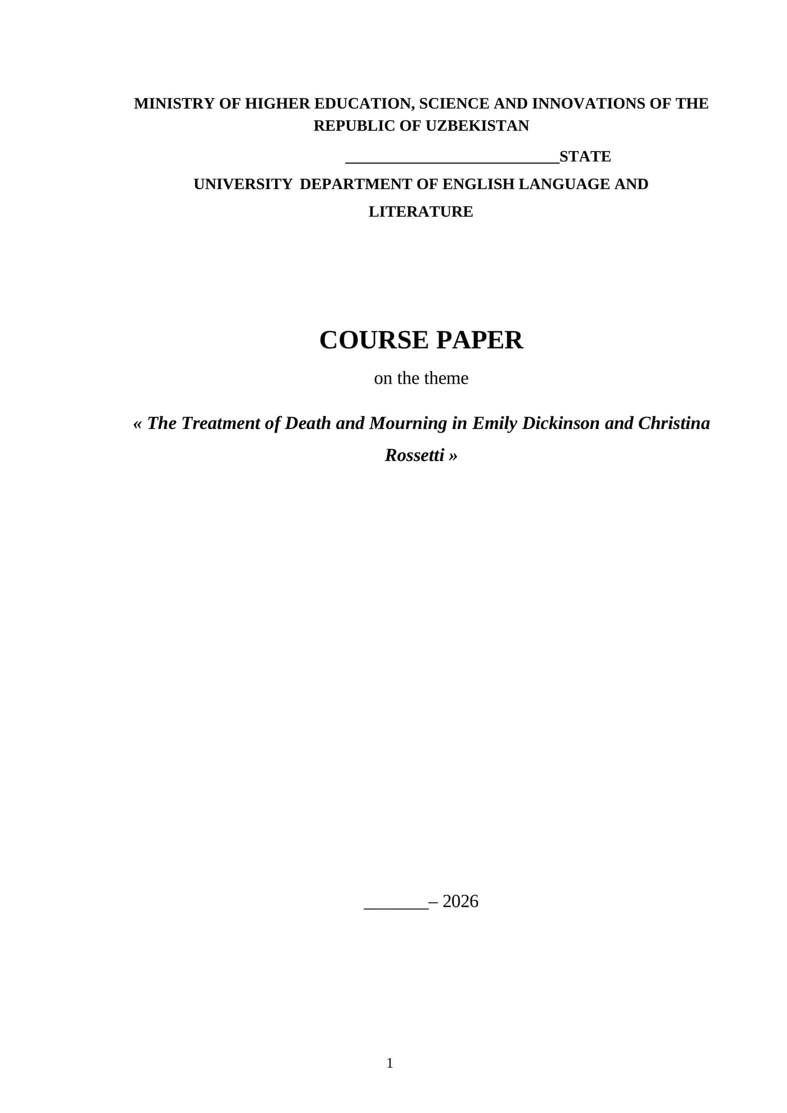 The Treatment of Death and Mourning in Emily Dickinson and Christina Rossetti