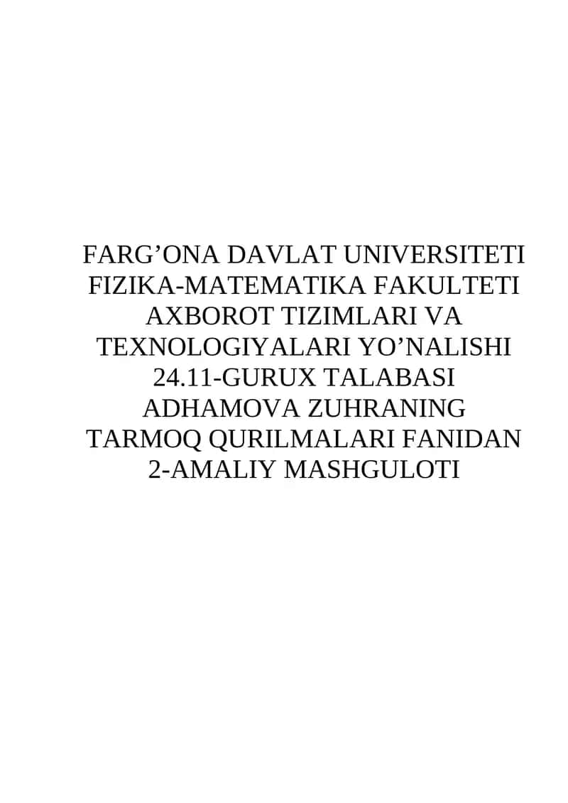 Tarmoq qurishning asosiy tamoyillari