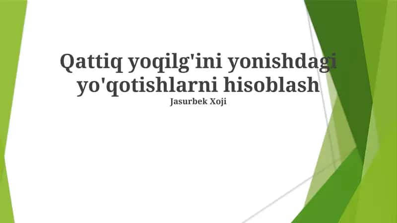 Qattiq yoqilg'ini yonishdagi yo'qotishlarni hisoblash