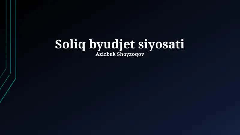 Soliq byudjet siyosati