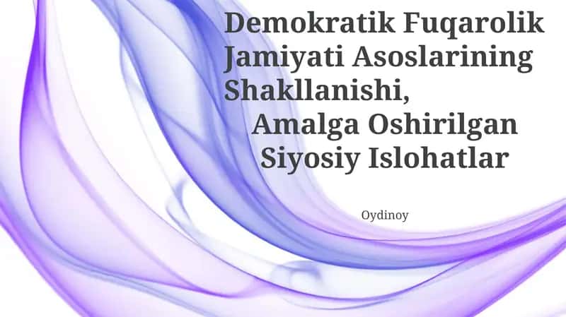 Oʻzbekistonda Demokratik Fuqarolik Jamiyati Asoslarining Shakllanishi, Amalga Oshirilgan Siyosiy Islohatlar