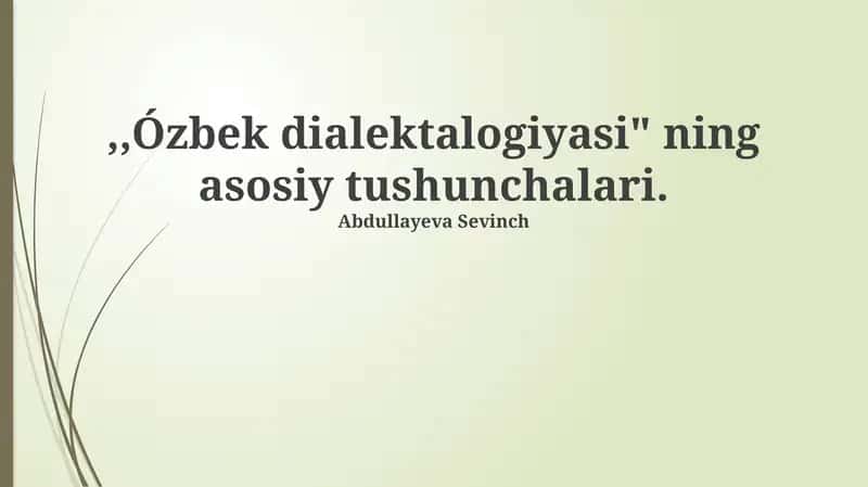 Oʻzbek dialektalogiyasi