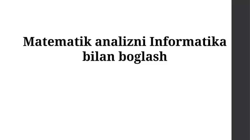Matematik Analizni Informatika bilan boglash