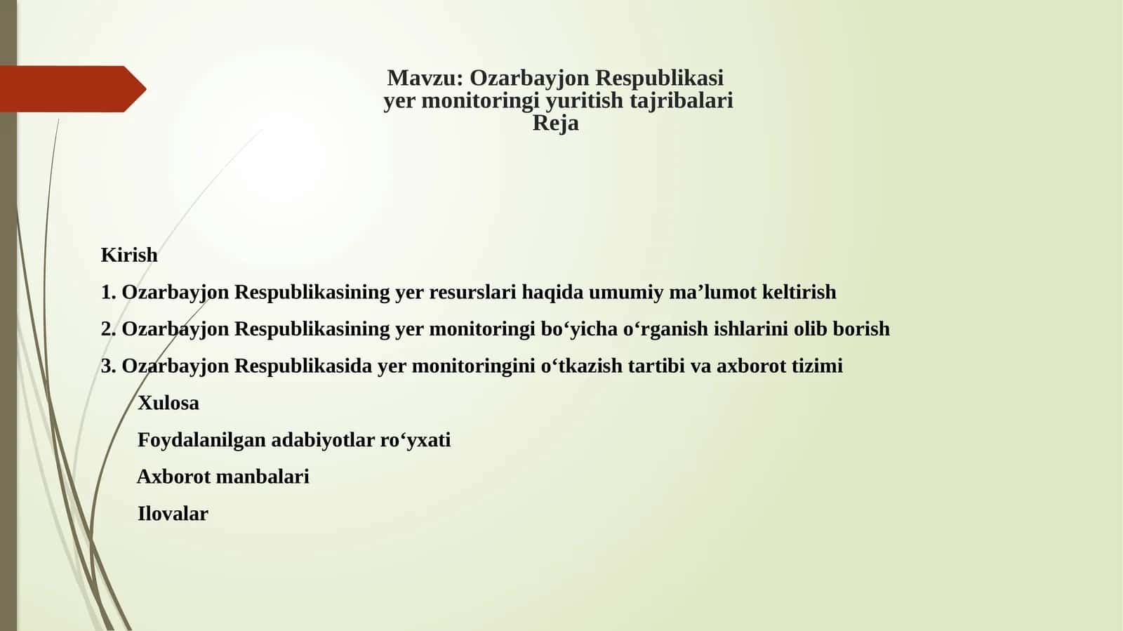 Ozarbayjon Respublikasi yer monitoringi yuritish tajribalari