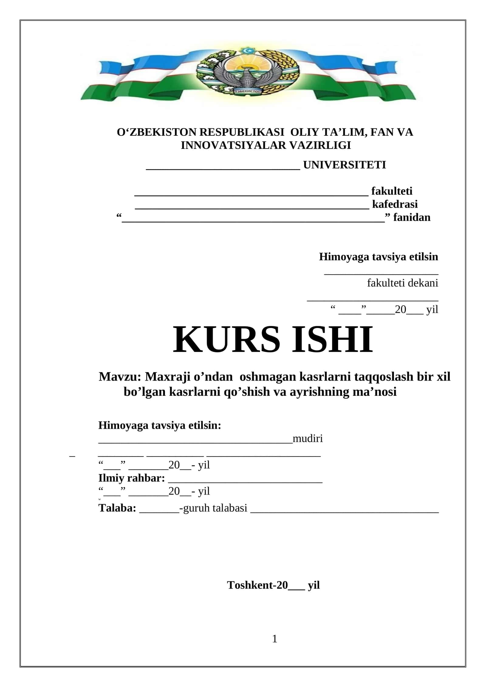 Maxraji o’ndan oshmagan kasrlarni taqqoslash bir xil bo’lgan kasrlarni qo’shish va ayrishning ma’nosi